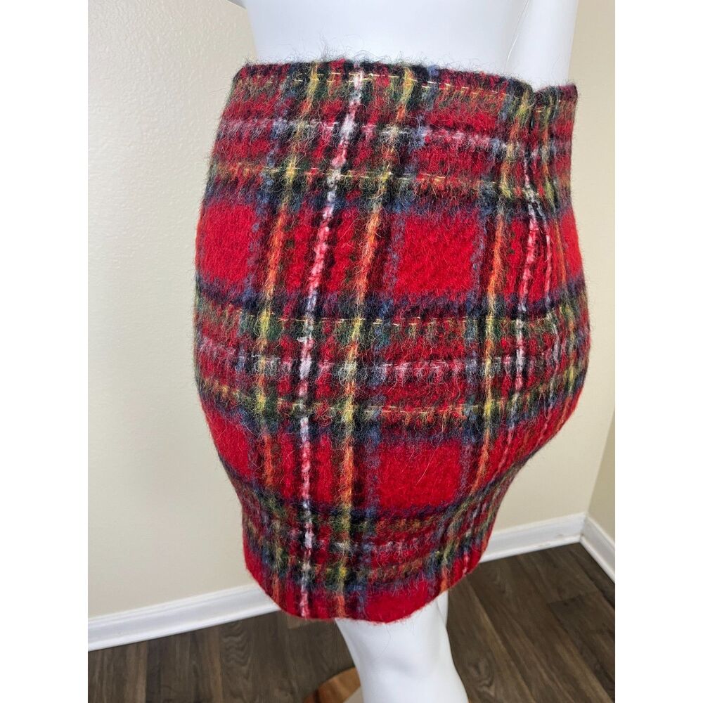 Lauren Ralph Lauren Women Size 10 Red Plaid Mohair Pencil Mini Skirt Preppy NEW - Picture 15 of 16